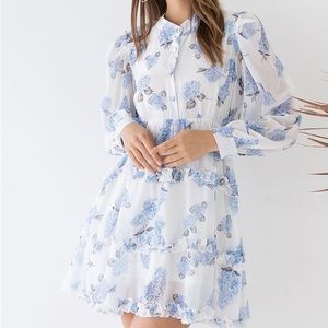 Chicwish hydrangea print cutout dress